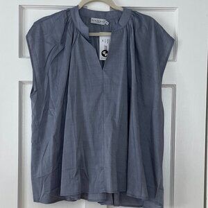 Harshman Ice Blue Finch Short-Sleeve Blouse Size XS NWT